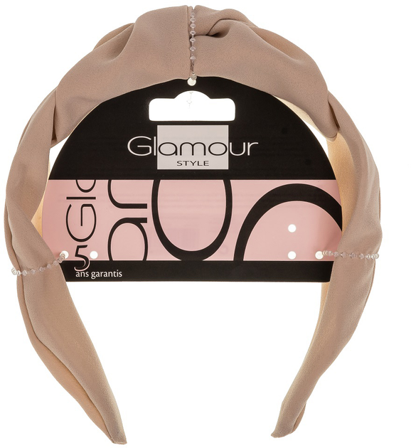 Opaska do włosów Glamour z węzłem Nude (5902704172760) - obraz 1
