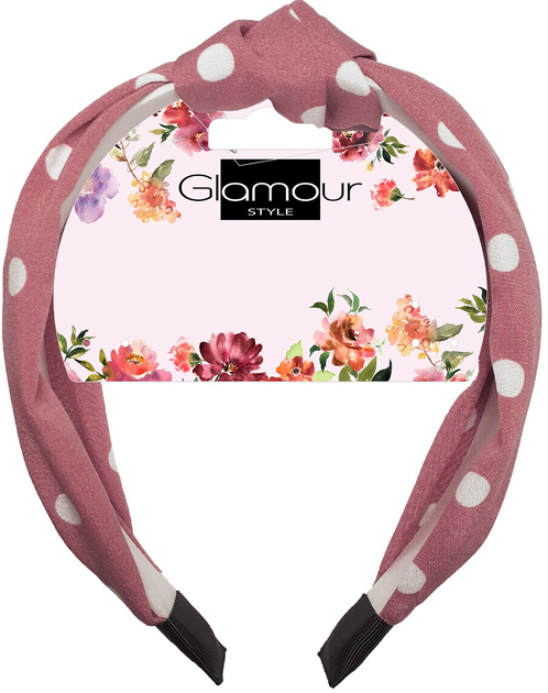 Opaska do włosów Glamour z węzłem Różowa w Kropki (5902704176089) - obraz 1