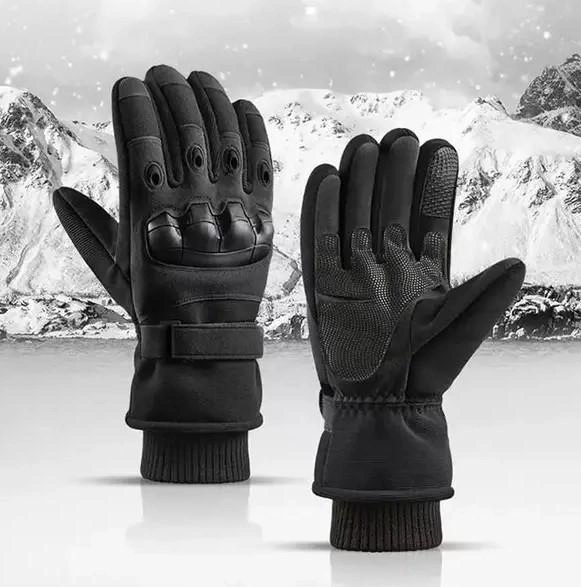 Зимние тактические защитные перчатки на флисе черные 30102 размер универсальный - изображение 2
