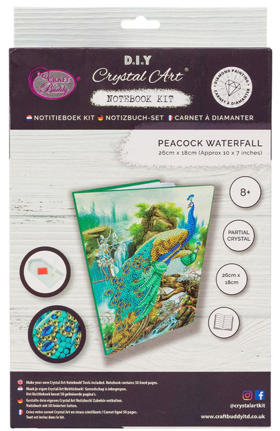 Zestaw do haftu diamentowego Craft Buddy Notebook Peacock Waterfall 26 x 18 cm (5055865493097) - obraz 1