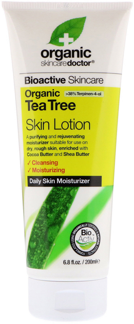 Lotion do ciała Dr.Organic Bioactive Skincare Tea Tree oczyszczający nawilżający 200 ml (5060176670488) - obraz 1