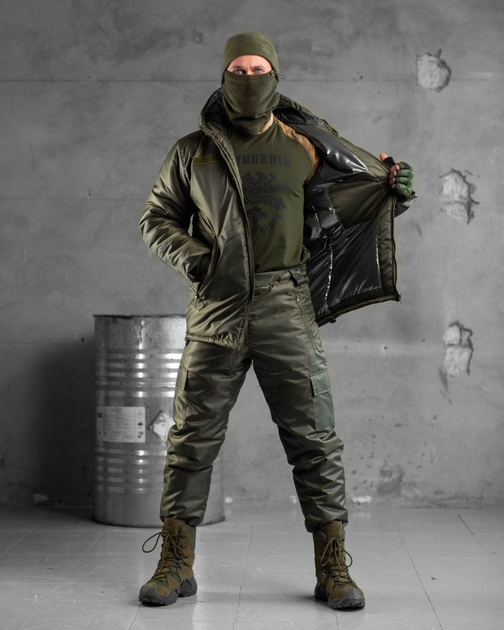 Тактичний зимовий теплий військовий комплект SnowStorm ( Куртка + Штани ), Камуфляж: Олива, Розмір: XXL - зображення 1