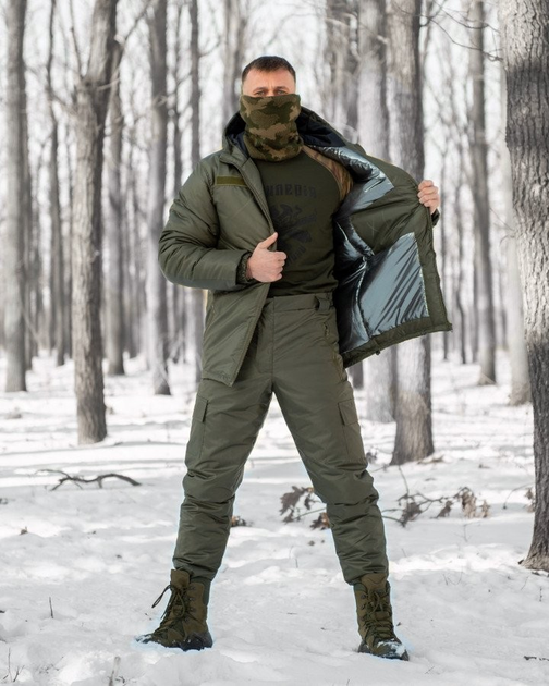 Тактичний зимовий теплий військовий комплект StormSnow ( Куртка + Штани ), Камуфляж: Олива, Розмір: S - зображення 1