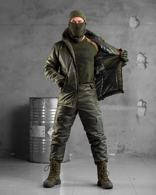 Тактичний зимовий теплий військовий комплект SnowStorm ( Куртка + Штани ), Камуфляж: Олива, Розмір: XL - зображення 1