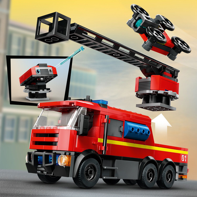 Zestaw klocków LEGO City Remiza strażacka z wozem strażackim 843 elementy (60414) - obraz 5