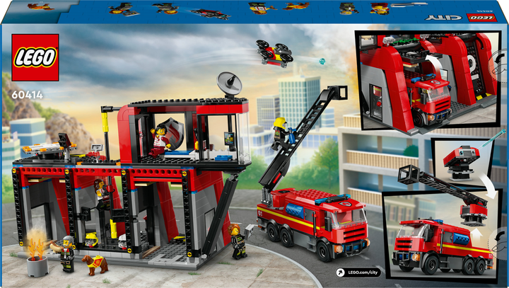 Zestaw klocków Lego City Remiza strażacka z wozem strażackim 843 części (60414) - obraz 2
