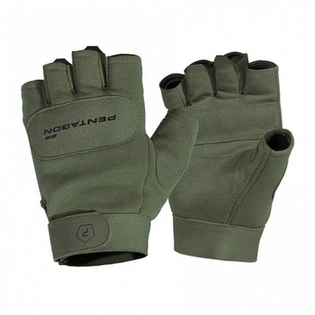 Рукавиці тактичні безпалі Pentagon Duty Mechanic 1/2 Gloves Olive Green S - зображення 1