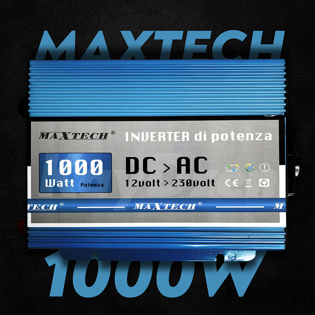 Перетворювач напруги MaxTech HN-1000-12 1000ватт інвертор 1000W з правильною синусоїдою чистий синус для котла Реальні 1 кВт Італія - зображення 3