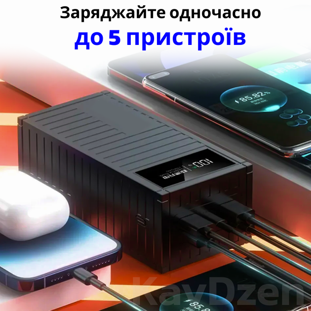 Повербанк УМБ 40000 mah QC 3.0 PD20 power bank Andowl Q-CD4000X1 потужний павербанк для ноутбука телефона роутера зовнішній портативний акумулятор з дисплеєм великої ємності чорний - зображення 5