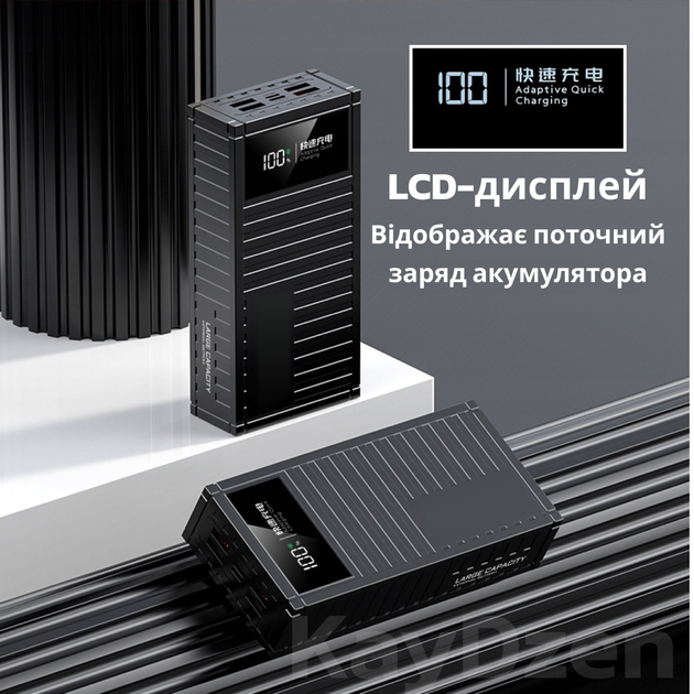 Повербанк УМБ 40000 mah QC 3.0 PD20 power bank Andowl Q-CD4000X1 потужний павербанк для ноутбука телефона роутера зовнішній портативний акумулятор з дисплеєм великої ємності чорний - зображення 6