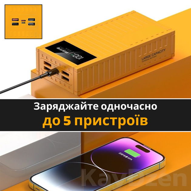 УМБ Andowl Q-CD4000 40000 mAh QC3.0 PD30W Yellow (1050-45c) - изображение 2