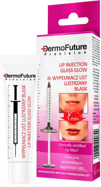 Wypełniacz do ust DermoFuture Lip Injection Glass Glow lustrzany blask 12 ml (5901785000849) - obraz 1