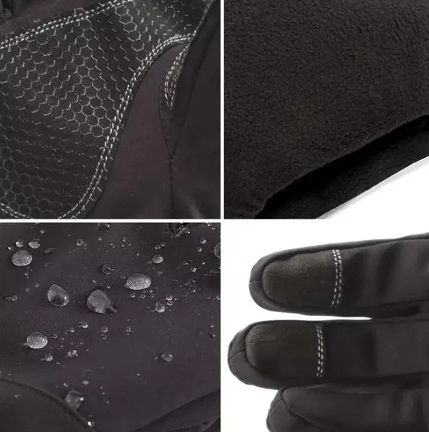 Водоотталкивающие тактические ветрозащитные Softshell на флисе зимние перчатки Черные 9001 - L - изображение 8