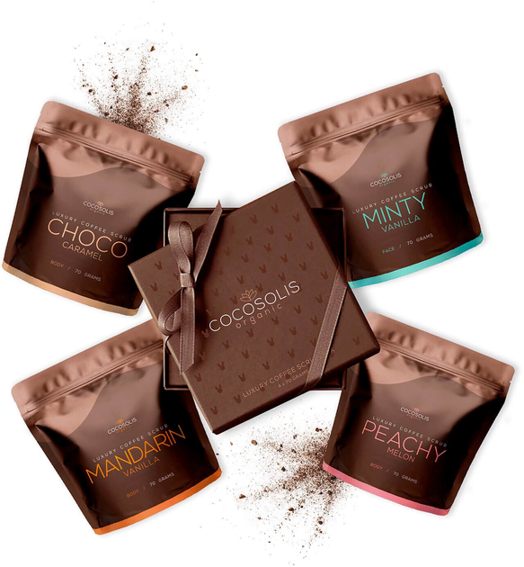 Zestaw Cocosolis Luxury Coffee Scrub Box 70 g x 4 szt (3800500519104) - obraz 1
