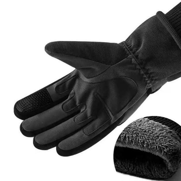 Зимние перчатки на флисе черные 30202-ХL - изображение 1