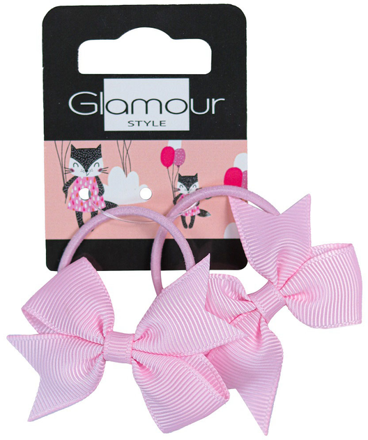 Набір резинок для волосся Glamour Kids Рожеві бантики 2 шт (5902704171671) - зображення 1