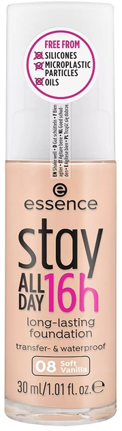 Podkład do twarzy Essence Stay All Day 16H Long-Lasting Wygładzający długotrwały 08 Soft Vanilla 30 ml (4059729308177) - obraz 1