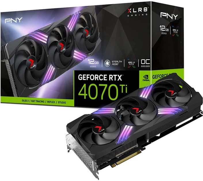 Відеокарта PNY PCI-Ex GeForce RTX 4070 Ti XLR8 Gaming VERTO EPIC-X OC RGB 12GB GDDR6X (192bit) (2670/21000) (1 x HDMI, 3 x DisplayPort) (VCG4070T12TFXXPB1-O) - зображення 12