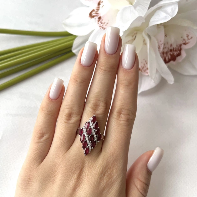 Срібна каблучка з натуральним рубіном 4.31ct, вага виробу 4,62 гр (2152972) - зображення 5