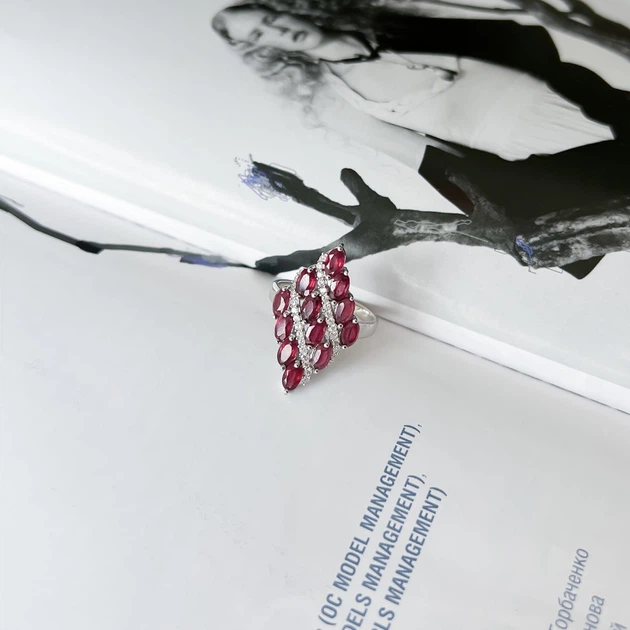 Срібна каблучка з натуральним рубіном 4.31ct, вага виробу 4,62 гр (2152972) - зображення 6