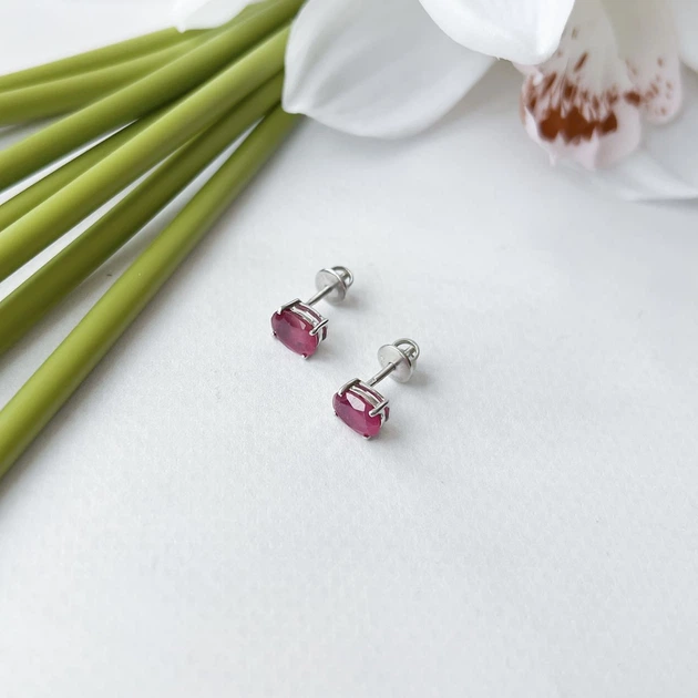 Серебряные серьги с натуральным рубином 3.286ct (2151333) - изображение 3