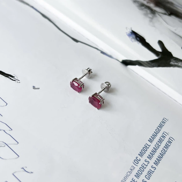 Серебряные серьги с натуральным рубином 3.286ct (2151333) - изображение 7