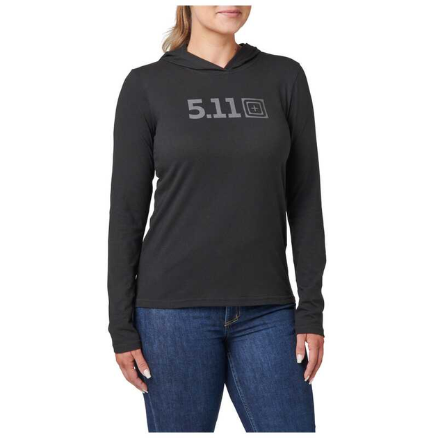 Жіноча футболка на довгий рукав Women's 5.11® Hooded Long Sleeve Tee 69278 X-Small, Чорний - зображення 2