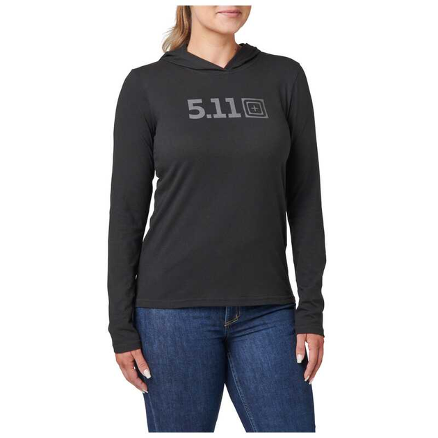 Жіноча футболка на довгий рукав Women's 5.11® Hooded Long Sleeve Tee 69278 Small, Чорний - зображення 2