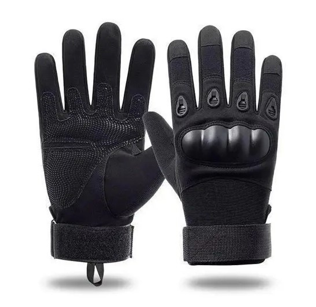 Універсальні тактичні захисні повнопалі рукавички із захистом кісточок чорні 8000-XL - зображення 1