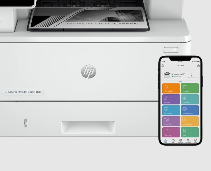 БФП HP LaserJet Pro 4103fdn, ethernet, duplex, ADF, fax (2Z628A