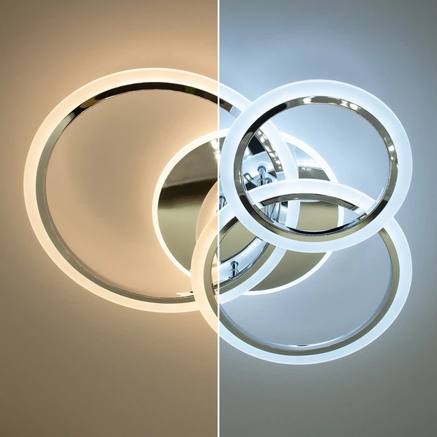 Люстра светодиодная потолочная LUMINARIA SONNE 90W 4R 590/525 CHROME 220V IP20, LED светильник с пультом ДУ - изображение 3