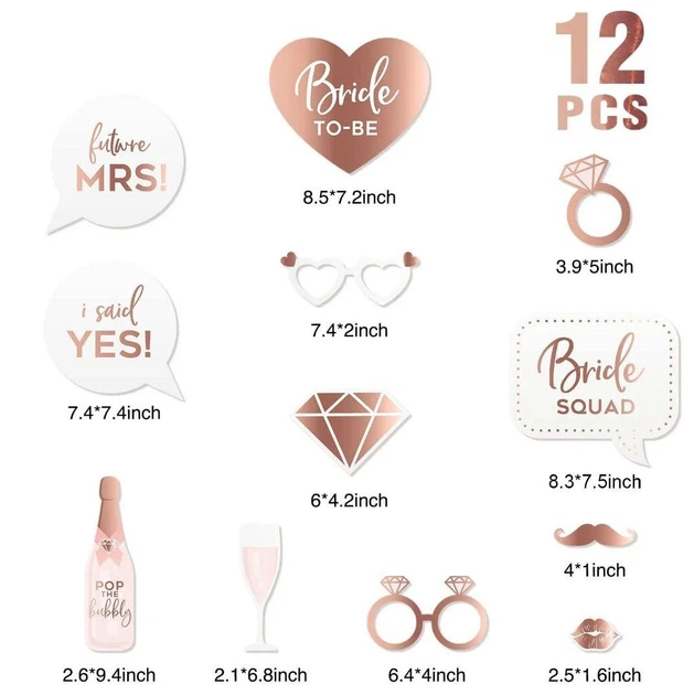Набір фотобутафорія Bride To Be 12 Предметів | Рожеве Золото - зображення 3