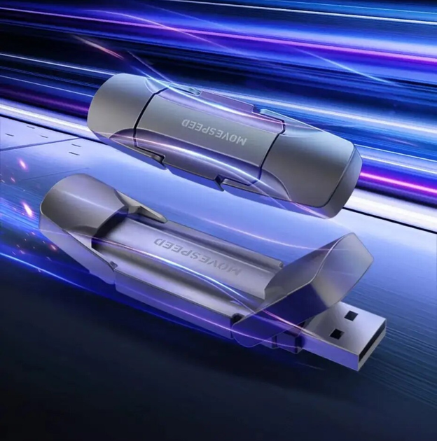 Внешний Твердотельный Высокоскоростной 1000Mb/с 2 в 1 USB 3.0 + Type-C SSD накопитель Movespeed V-Pro S1000 128Gb Grey - изображение 3
