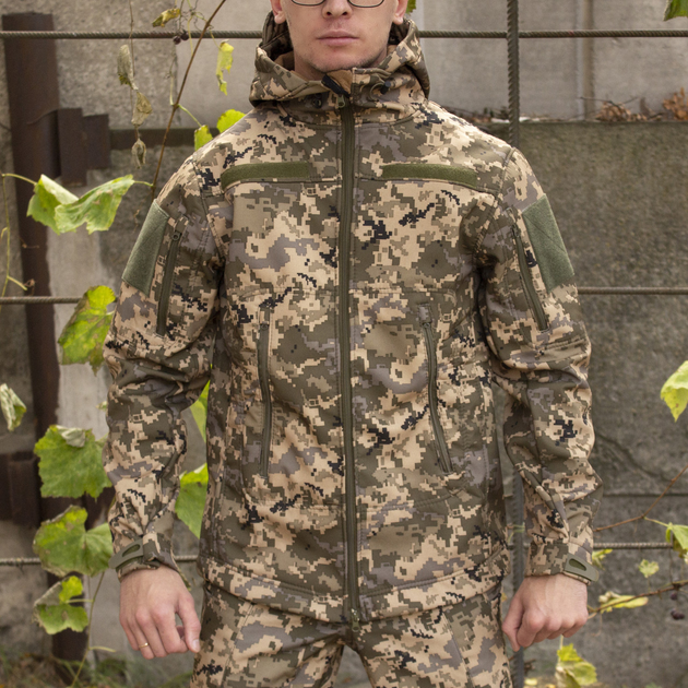 Куртка на флисе размер XL Soft Shell Tactic Pixel Софтшелл пиксель водонепроницаемая - изображение 2