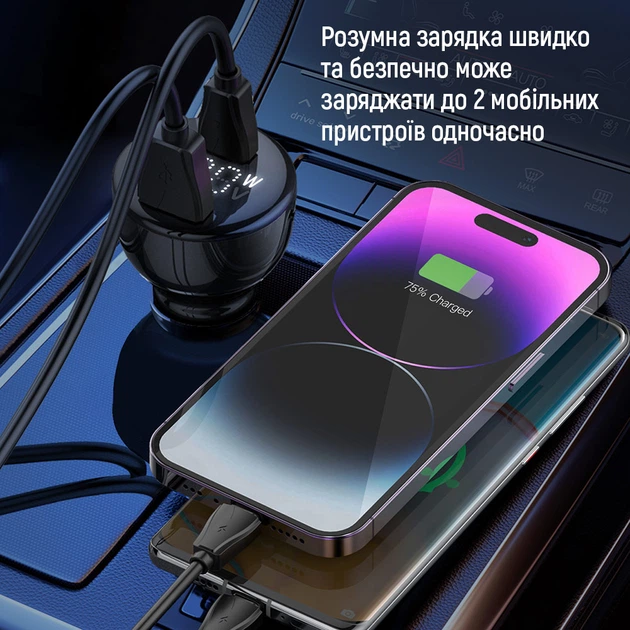 Автомобільний зарядний пристрій Colorway Power Delivery Port PPS USB 5А 100W (USB-A + USB-C) Black (CW-CHA044PD-BK) - зображення 9
