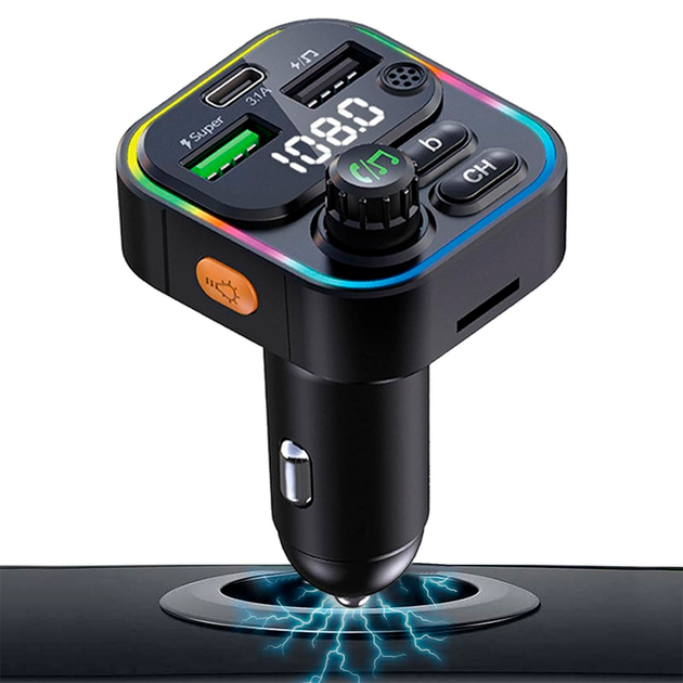 Автомобильный FM ФМ модулятор Terra С16, Bluetooth 5.0, трансмиттер, быстрая зарядка - изображение 7