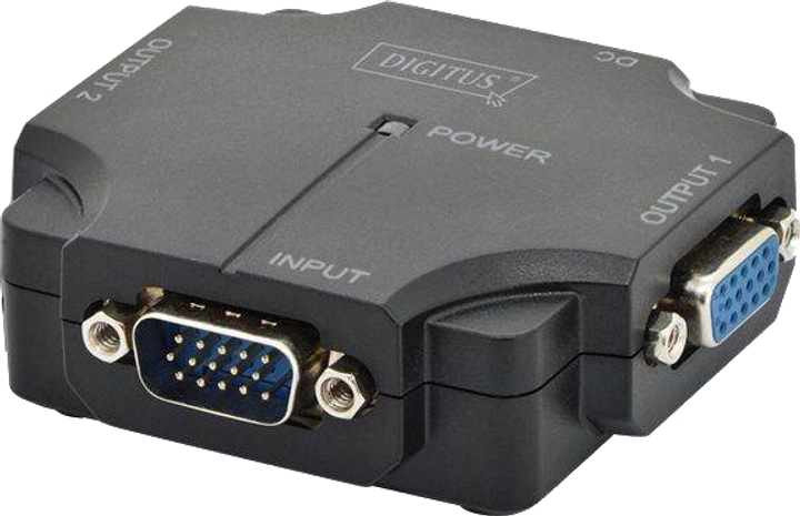 Mini Splitter VGA Digitus 2-portowy 350 MHz 1920x1080p FHD (DS-41120-1) - obraz 1