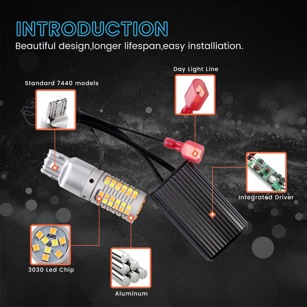 Автолампа Zeus LED ДХО с функцией поворота BAU15S 150 1156 Canbus - изображение 8