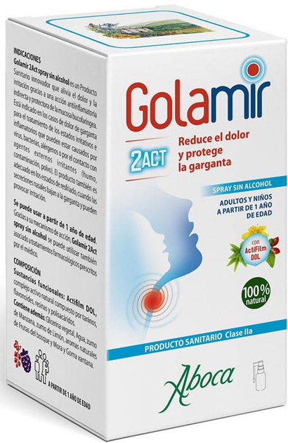 Rozpylać do gardła Aboca Golamir 2 act Alcohol Free Spray 30 ml (8032472013457) - obraz 1