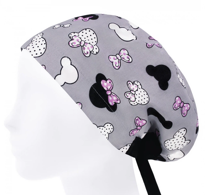 Медицинская шапочка женская HeadwearUniverse универсальная принт Микки Маус розовый бантик - изображение 3