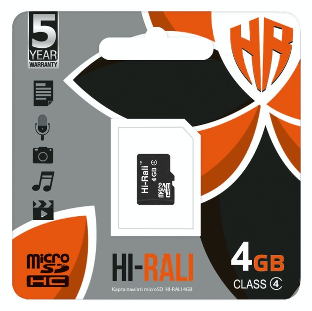 Карта пам'яти microSDHC 4GB class 4 Hi-Rali (без адаптера) - изображение 1