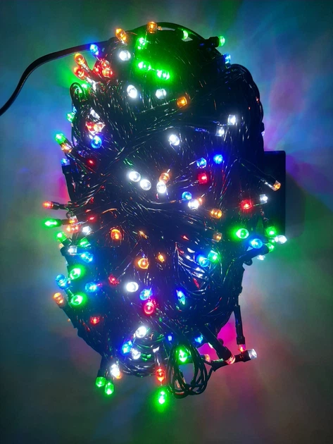 Світлодіодна гірлянда 400 LED мульти чорний провід - Фото 1 Світлодіодна гірлянда 400 LED мульти чорний провід - зображення 1