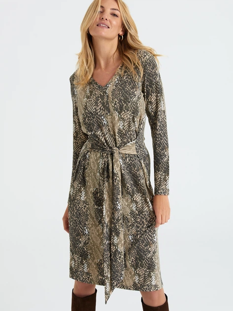 Sukienka damska midi Greenpoint SUK5460035W22ANM09 38 Piaskowa (5903245354554) - obraz 3