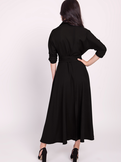 Плаття на запах міді жіноче Lanti Suk172 36 Чорне (5904252711781) - зображення 2