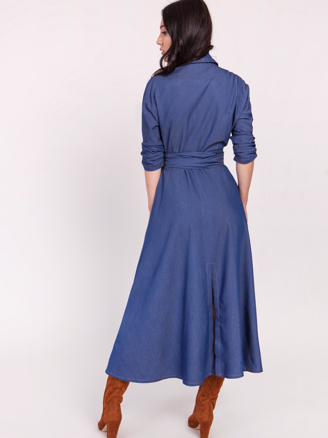 Плаття на запах міді жіноче Lanti Suk173 38 Синє (5904252711972) - зображення 2