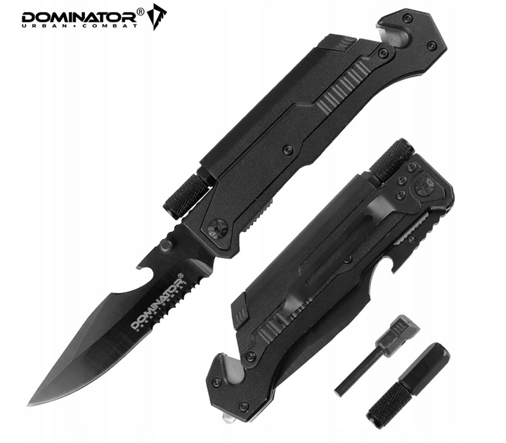 Спасательный Пружинный Складной Нож для Выживания Dominator RESCUE EDC H-K201486 с Фонариком с Огнивом - изображение 1