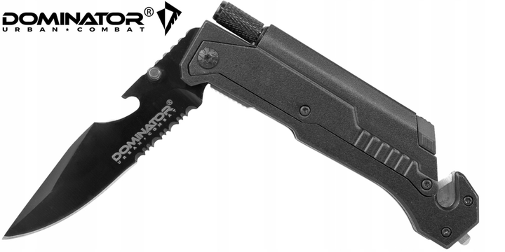 Спасательный Пружинный Складной Нож для Выживания Dominator RESCUE EDC H-K201486 с Фонариком с Огнивом - изображение 2