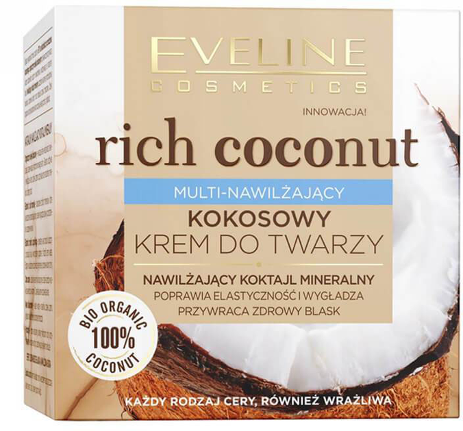 Krem do twarzy Eveline Rich Coconut Multi-Moisturizing Coconut Face Cream 50 ml (5903416029441) - obraz 1