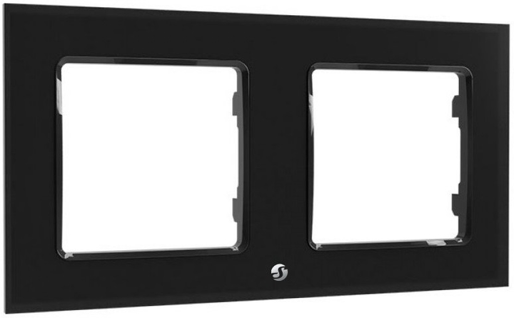 Подвійна рамка для настінного вимикача Shelly "Wall Frame 2" горизонтальна чорна (3800235266267) - зображення 1