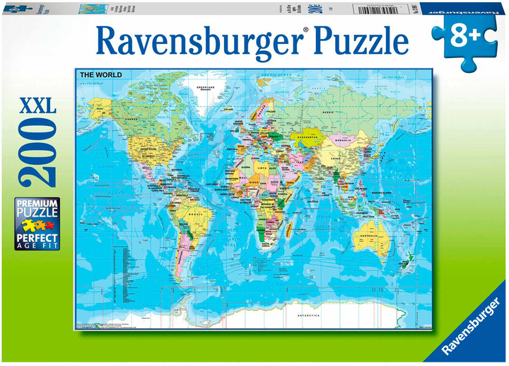 Puzzle Ravensburger XXL Mapa świata 200 elementów (4005556128907) - obraz 1